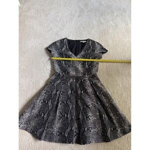 Banana Republic Heritage Snakeskin Jacquard Fit Flare Dress Metallic
